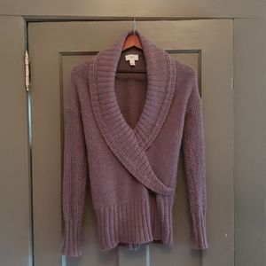 Loft faux wrap sweater in dusty purple, size small